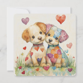 Patchwork Welpen Valentine Feiertagskarte