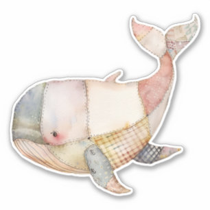 Patchwork Whales Sticker
