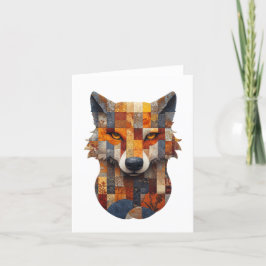 Patchwork Wolf Greetings Card Dankeskarte