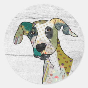 Patchworkhund Runder Aufkleber