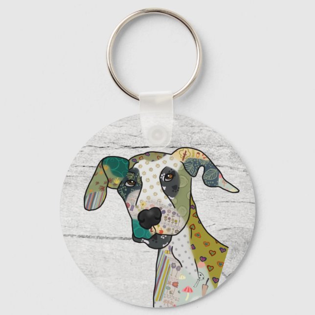 Patchworkhund Schlüsselanhänger (Vorderseite)