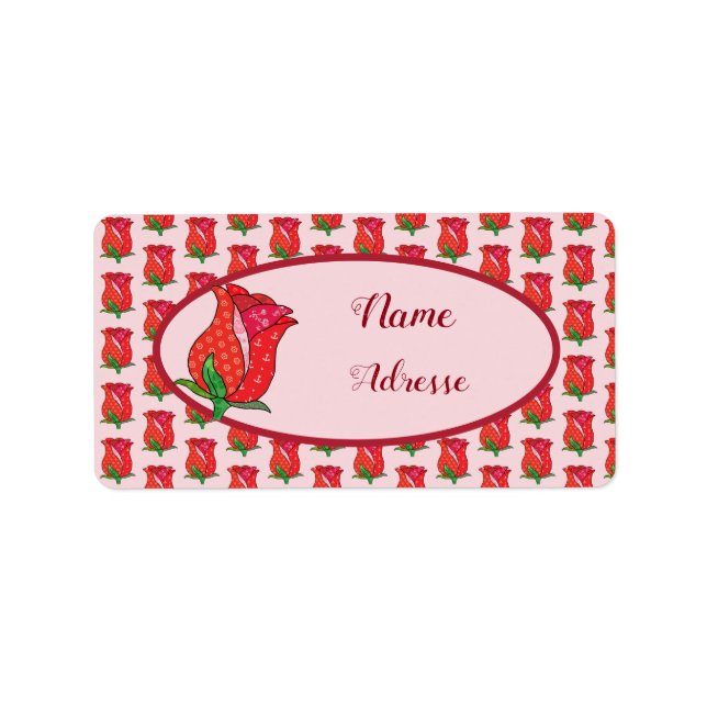 Patchworkrose adressaufkleber (Vorne)