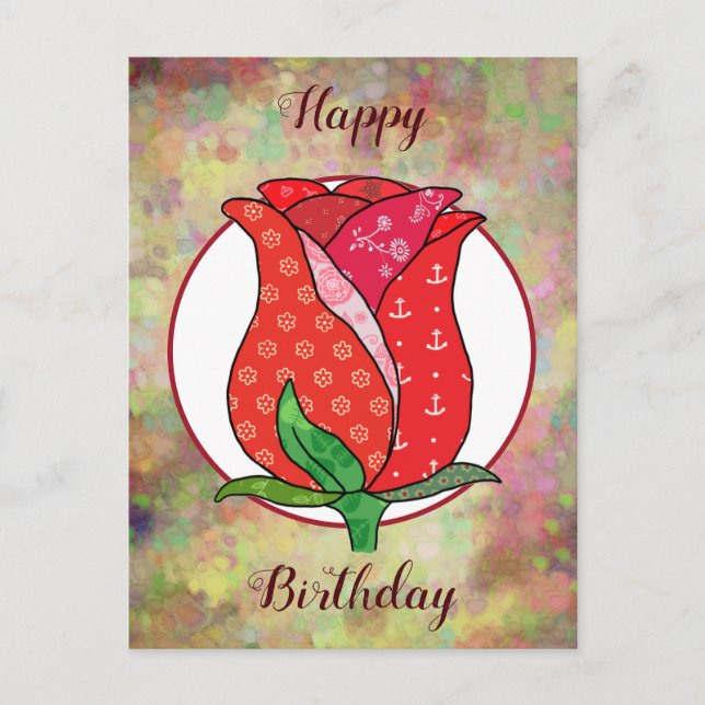 Patchworkrose  postkarte (Vorderseite)