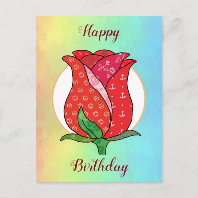 Patchworkrose  postkarte (Vorderseite)
