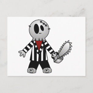PATCHY CHAINSAW HALLOWEEN SKELETON POSTKARTE