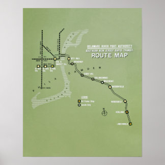 PATCO Route Karte Replik Poster