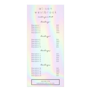 Pâte holographique moderne glam salon menu service