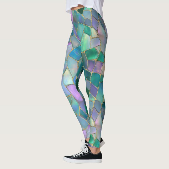Patel Farben Glasmosaik Muster Leggings (Links)
