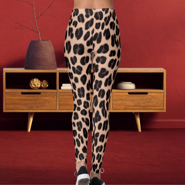 Patel Grey Orange Dark Brown Safari Leopard Print Leggings (Von Creator hochgeladen)
