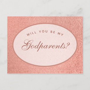Paten Gesuch Rose Gold Weiß Oval Schrift Postkarte