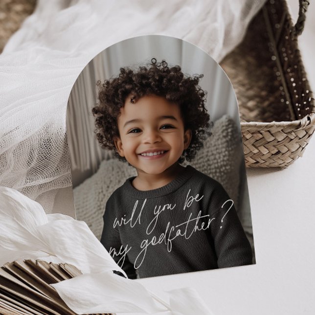Patenhandschriftlicher Vorschlag Fotoarchiv  Einladung (Zazzle Godfather Handwritten Proposal Photo Arch  Invitation (Front))