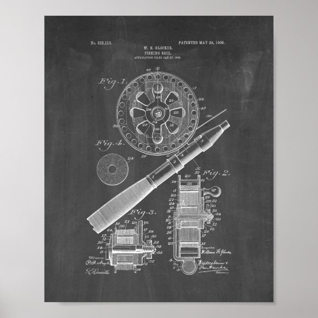 Patent für Angelruten - Tafel Poster (Vorne)
