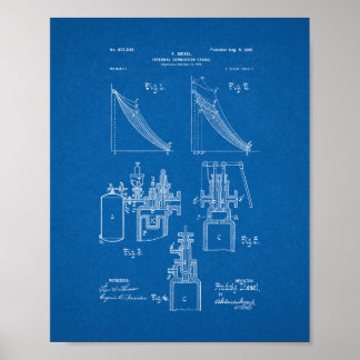 Patent für den Motor von Verbrennungsmotoren - Blu Poster