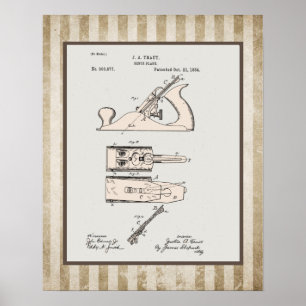 Patent für ein altes Holzbearbeitungsflugzeug Poster