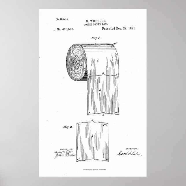 Patent für Vintage Toilettenpapier (1891) Poster (Vorne)