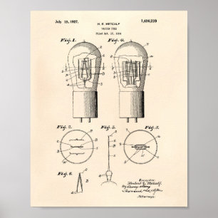 Patent-Kunst altes Peper der Vakuumröhre-1927 Poster