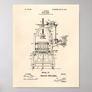 Patent-Kunst altes Peper der Weinpresse-1903 Poster