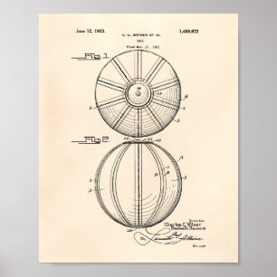 Patent-Kunst altes Peper des Wasserball-Ball-1923 Poster