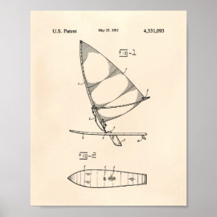 Patent-Kunst altes Peper des Wind-Surfbrett-1982 Poster