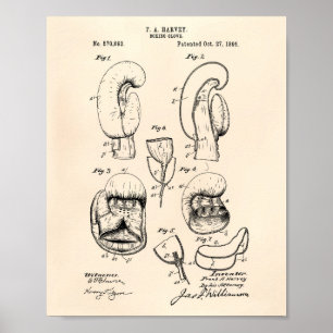Patent-Kunst des Boxhandschuh-1896 - altes Peper Poster