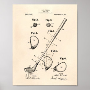 Patent-Kunst des Golfclub-1910 - altes Peper Poster