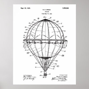 Patent-Kunst-Plakat-Weiß des Heißluft-Ballon-1925 Poster