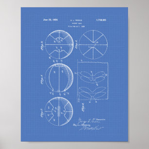 Patent-Kunst-Plan des Basketball-1929 Poster