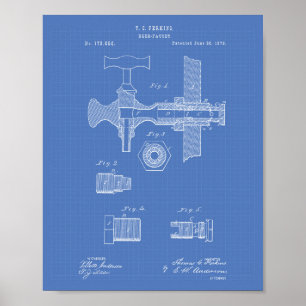 Patent-Kunst-Plan des Bier-Hahn-1876 Poster