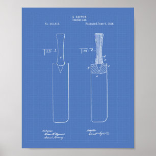 Patent-Kunst-Plan des Kricketschläger-1886 Poster