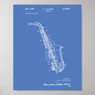 Patent-Kunst-Plan des Saxophon-1949 Poster