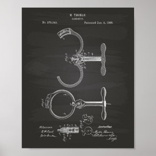 Patent-Kunst-Tafel der Handschellen-1888 Poster