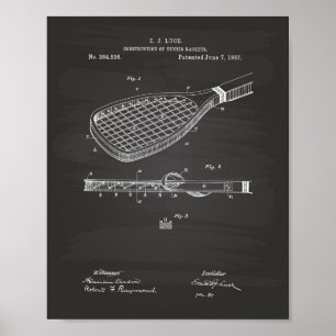 Patent-Kunst-Tafel des Tennis-Schläger-1887 Poster