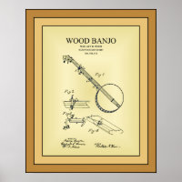 Patent Zeichnend ~ Wallace B. Wood ~ Wood Banjo ~