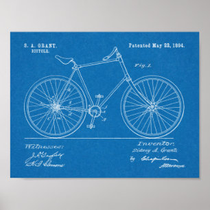 Patentdruck für kettenloses Fahrrad mit Wellenantr Poster