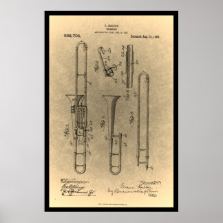 Patentdruck Vintage Retro Posaune Poster