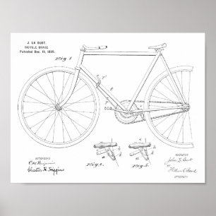 Patentkunstzeichnung für Fahrradbremsen von 1899 Poster