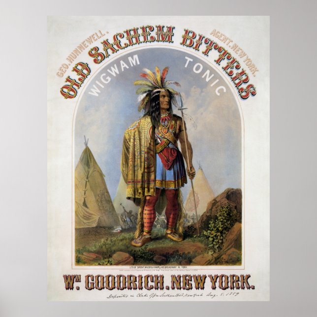 PATENTMEDIZIN ALTE SACHEM BITTER 1859 POSTER (Vorne)