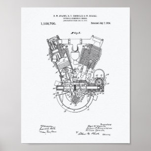 Patentschrift Verbrennungsmotor 1914 Poster