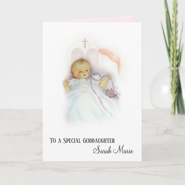 Patenttochter-Baptismal Mädchen-Taufsegen Karte (Vorderseite)