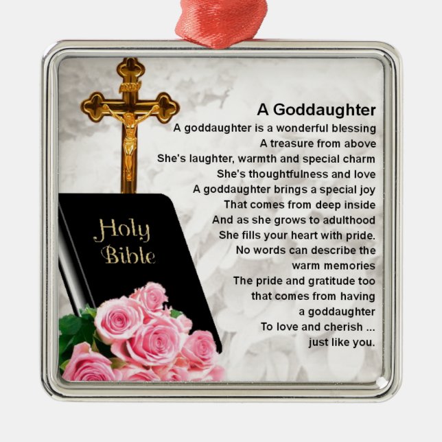Patenttochter-Gedicht - Bibel-u. Blumen-Entwurf Ornament Aus Metall (Vorne)