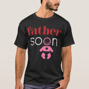 Pater bald bevorstehende Baby Girl Red Pink White  T-Shirt