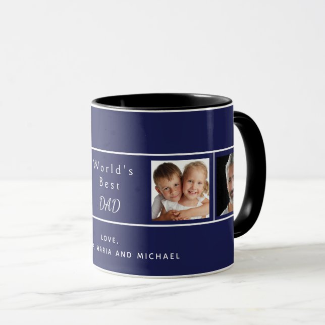 Pater Best Papa je blaues Foto Tasse (VorderseiteRechts)