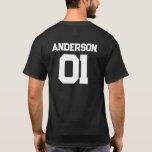 Pater Child Son Daughter Sport Team Name Match T-Shirt<br><div class="desc">Individuell gestaltbares Design mit einem Sportteam oder Nachnamen mit einer Nummer für die passende Ausstattung für einen Vater und ein Kind. Finden Sie ein passendes Shirt in meiner Sammlung "Daddy and Me Matching Designs and Vater Gifts".</div>