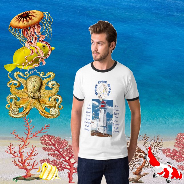 Pater Daughter Bond Leuchtturm Bester Vater je Bla T-Shirt (Father Daughter Bond Lighthouse Best Dad Ever Blue T-Shirt)