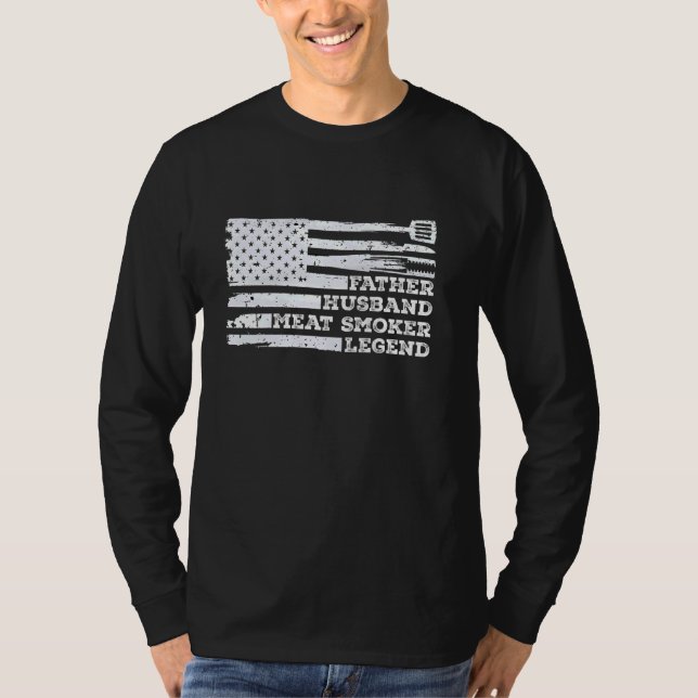 Pater Husband Meat Smoker Legend US Flagge GRILLEN T-Shirt (Vorderseite)