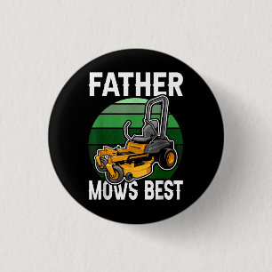 Pater mäht schönste sonnige Rasenmäher Retro Mowin Button
