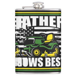 Pater Mows Best Funny Lawn Mower American Flag Fla Flachmann