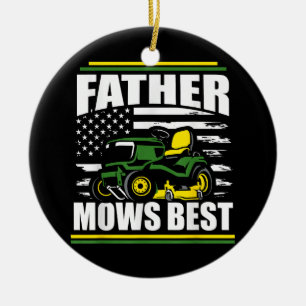 Pater Mows Best Funny Lawn Mower American Flag Fla Keramik Ornament