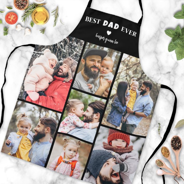 Pater Personalisiert Foto Collage Bester Vater Schürze (Father Personalized Photo Collage Best Dad Apron)
