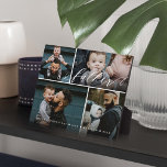 Pater Script | Glücklicher Tag der Väter 4 FotoCol Fotoplatte<br><div class="desc">Schick deinem Vater ein wunderschönes personalisiertes Tagesgeschenk, das er für immer schätzen wird. Spezielle personalisierte Familienkollage, um Ihre speziellen Fotos und Erinnerungen der Familie zu zeigen. Unser Design zeichnet sich durch ein einfaches 4 Foto Collage Grid Design mit "Vater" entworfen in einem schönen handgeschriebenen weißen Skript Stil. Anpassen mit Familiennamen....</div>